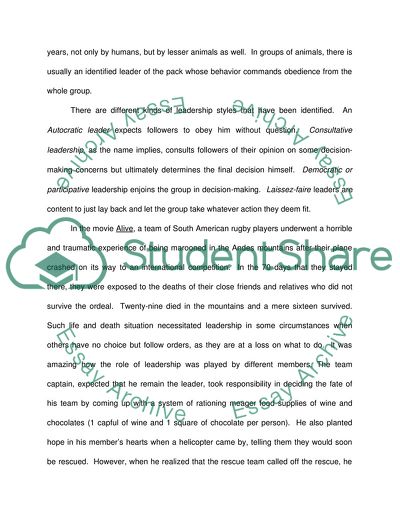 The Dimension of Leadership in the Movie Alive