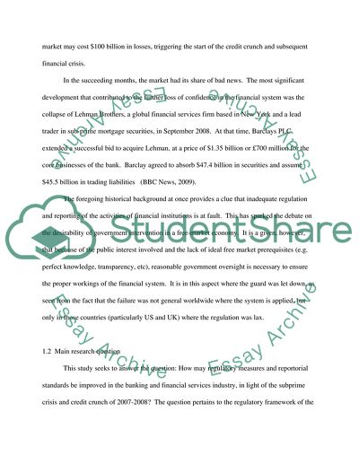 Regulatory Measures and Reportorial Standards Pertaining to the Financial Services Industry