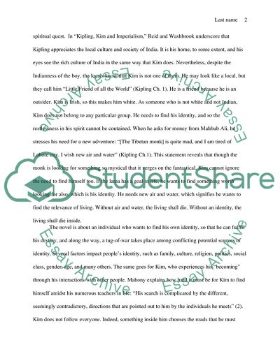 Imperialism, Individualism and the Great Game in Kim Novel