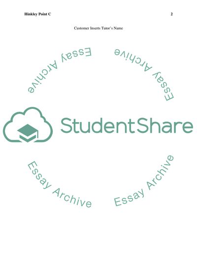 Hinkley Point C- Incomes and Financial and Non-Financial Benefits Expected