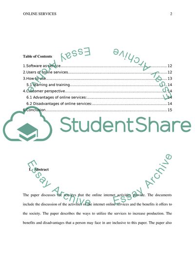 Analysis of Online Services