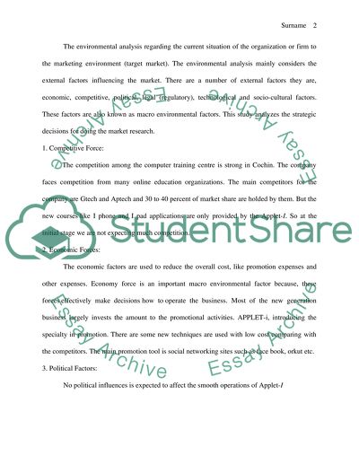 Marketing Plan of APPLET-I