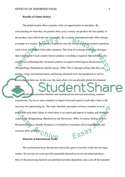 Borderless Society: Social and Environmental Effects of Imported Food