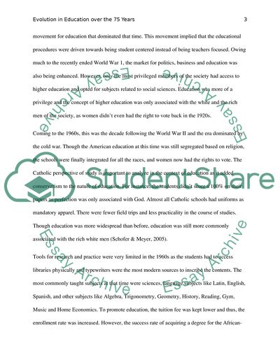 Evolution in Education over the 75 Years