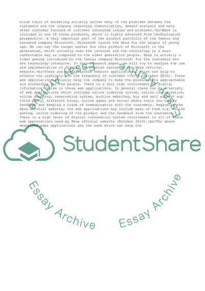 Evaluation of Use and Implementation of Digital Information System in XBOX Official Website