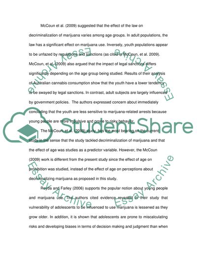 The Influence of Age on the Perception of Decriminalizing Marijuana