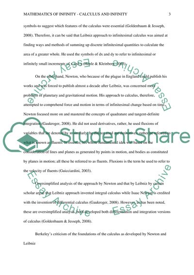 Mathematics of infinity: Calculus and infinity