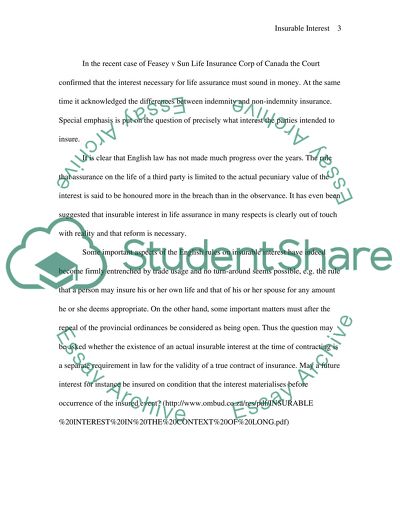 The Doctrine Of Insurable Interest