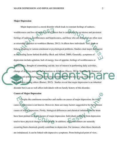 Possible Treatments of Major Depression and Bipolar Disorder