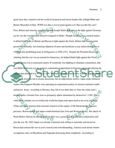 [Essential question]: Was World War Two a good war Why or why not