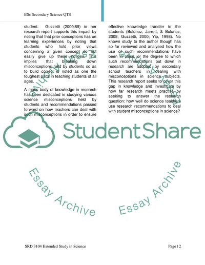 Student Misconceptions in Secondary Science