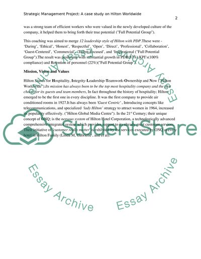 Strategic Management Project: A case study on Hilton Worldwide