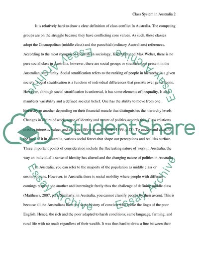 Class System in Australia