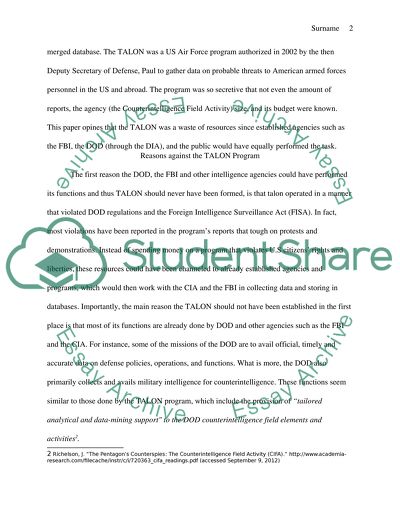 Domestic Military Intelligence of the United States