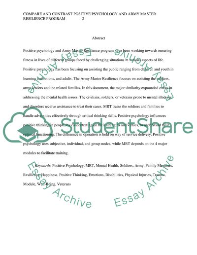 Positive Psychology and Army Master Resilience Program