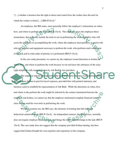 Employment Law - Independent Contract Case Study