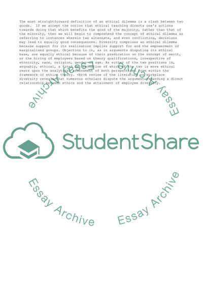 Diversity Comprises an Ethical Dilemma