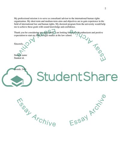 Intent letter for admission to PhD