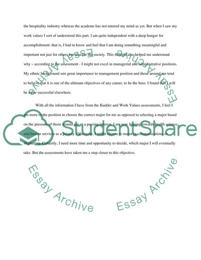 Reflection on Kuder Assessment Results