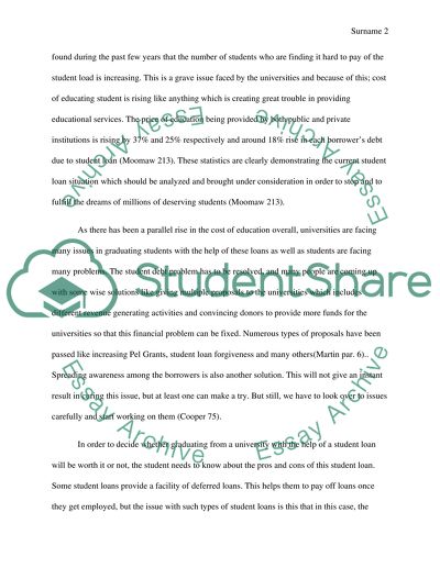 write a short essay either defending student loans