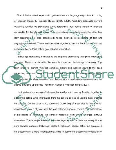 Language and Cognition: An Analysis and Evaluation