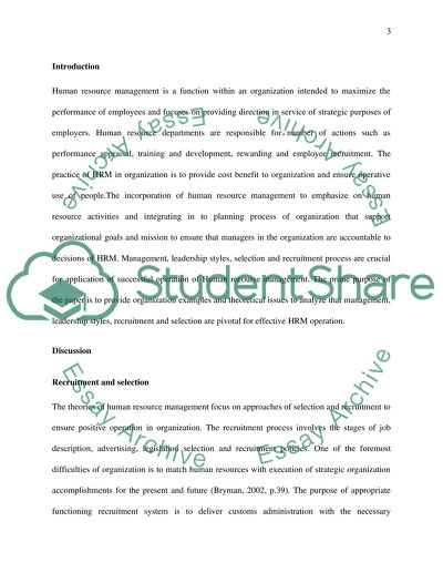 Recruitment, Selection, and Management in Leadership Styles