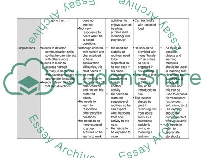 Lesson for a Student with Autism