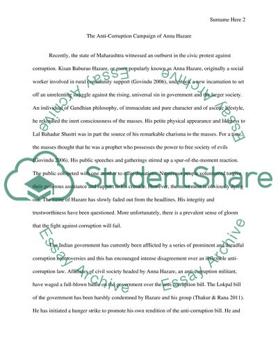 The Second Fight of Gandhi against Corruption