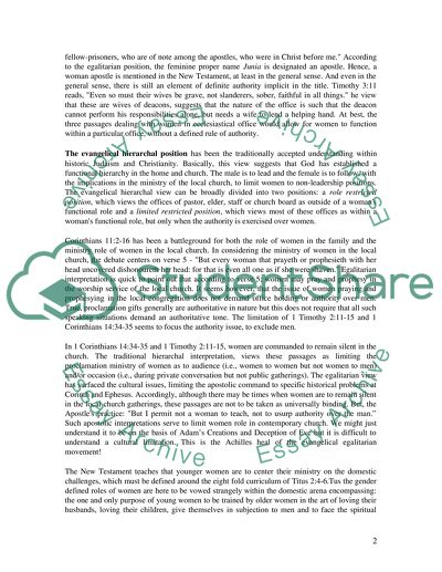 The Role of Woman in the Church