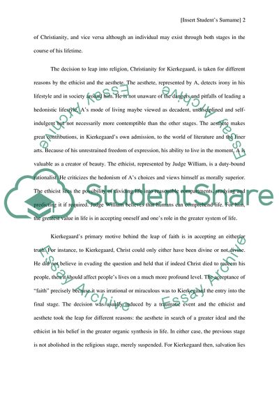 Ideas of Soren Kierkegaard on Existence