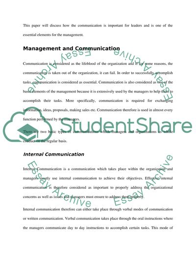 MANAGEMENT PRINCIPLE: EFFECTIVE COMMUNICATION