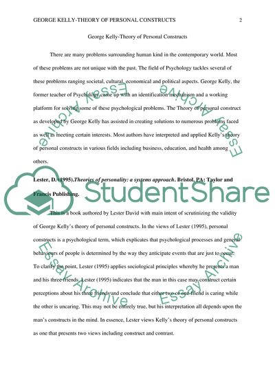 George Kelly - Theory of Personal Constructs