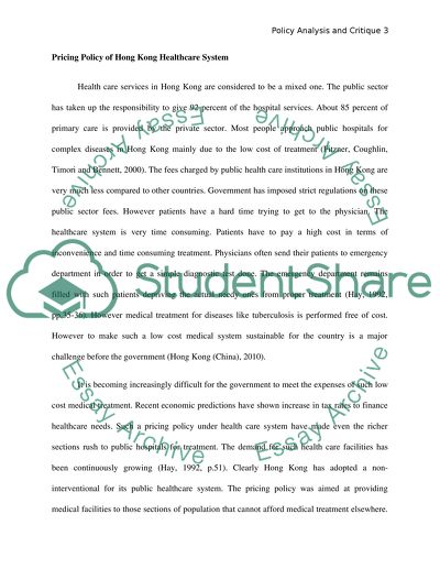 Policy of Hong Kong in Healthcare System