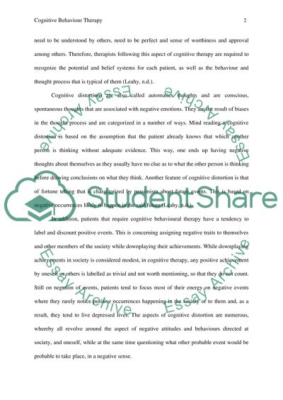 Cognitive Behaviour Therapy