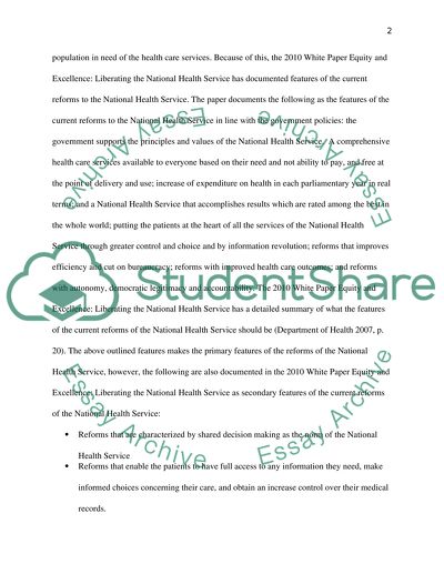 Main Features of the Current Reforms to the National Health Service