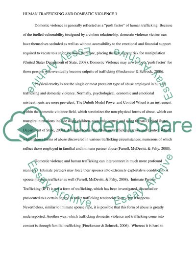 Human trafficking and domestic violence