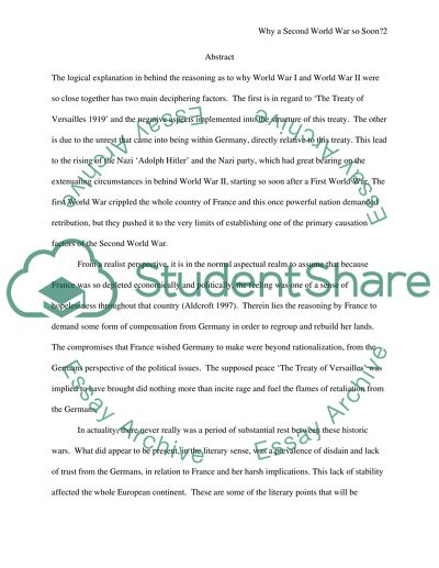 Why Was a Second World War So Soon after the First