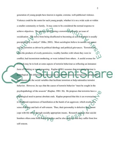 Behaviorist Models and Methods of Terrorism