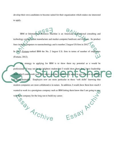 The Application for an Internship at IBM