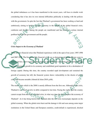 Crisis Impact to the Economy of Thailand