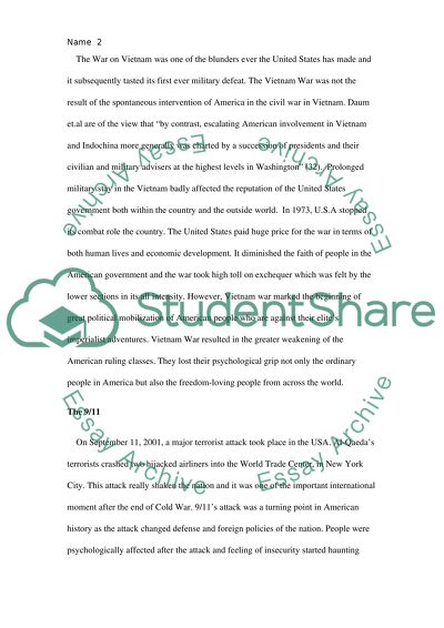 Cuban Missile Crisis, Vietnam War and the 9/11: Three Moments of Watershed in American History