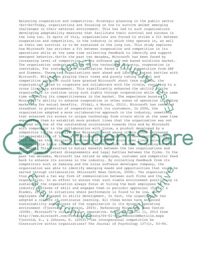 Balancing cooperation and competition. Strategic planning in the public sector