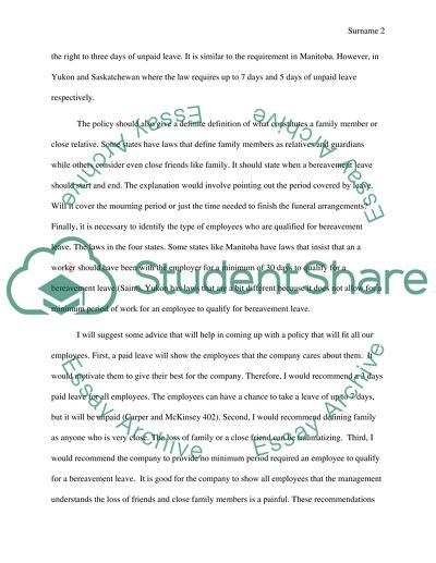 Payroll Bereavement Leave