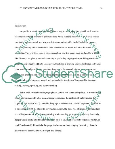 The Cognitive Basis of Immediate Sentence Recall