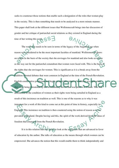 Vindication of the Rights of Women with Structures on Political and Moral Subjects