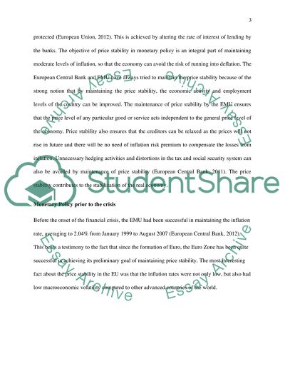 Monetary Policy in European Monetary Union