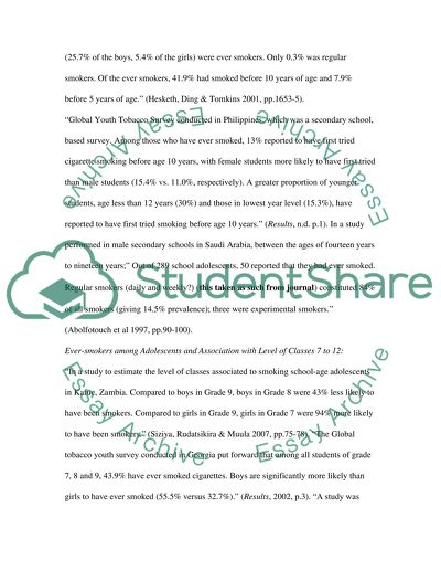 Smoking among Adolescents and Gender Differences
