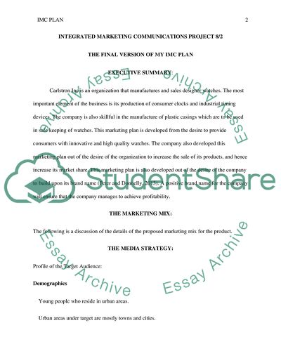 Integrated Marketing Communications Project 8/2