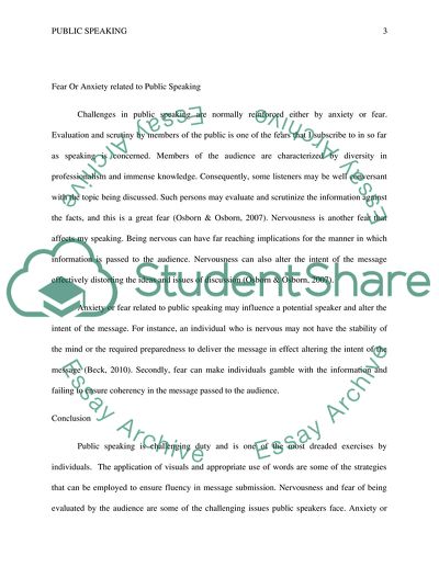 Anxiety in Public Speaking