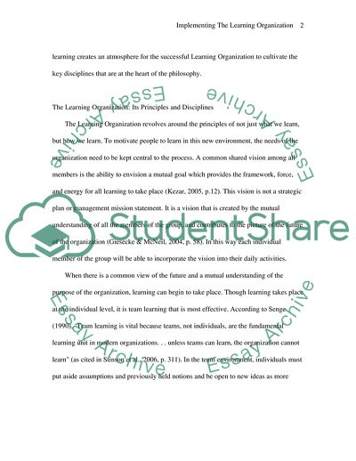 Implementing The Learning Organization